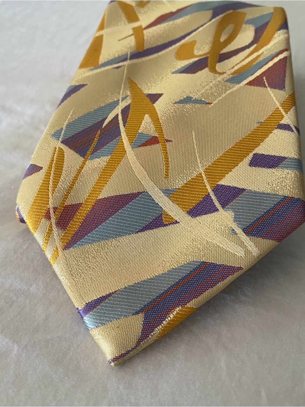 J. Garcia 100% Silk Tie Sun Movement Yellow 39 Collection  ltd Edition RN# 88335